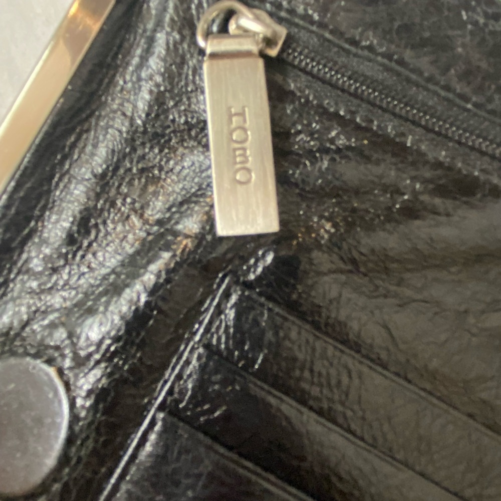 Hobo International Leather DOUBLE FRAME Clutch Wallet Black Silver Trim. - Picture 3 of 8